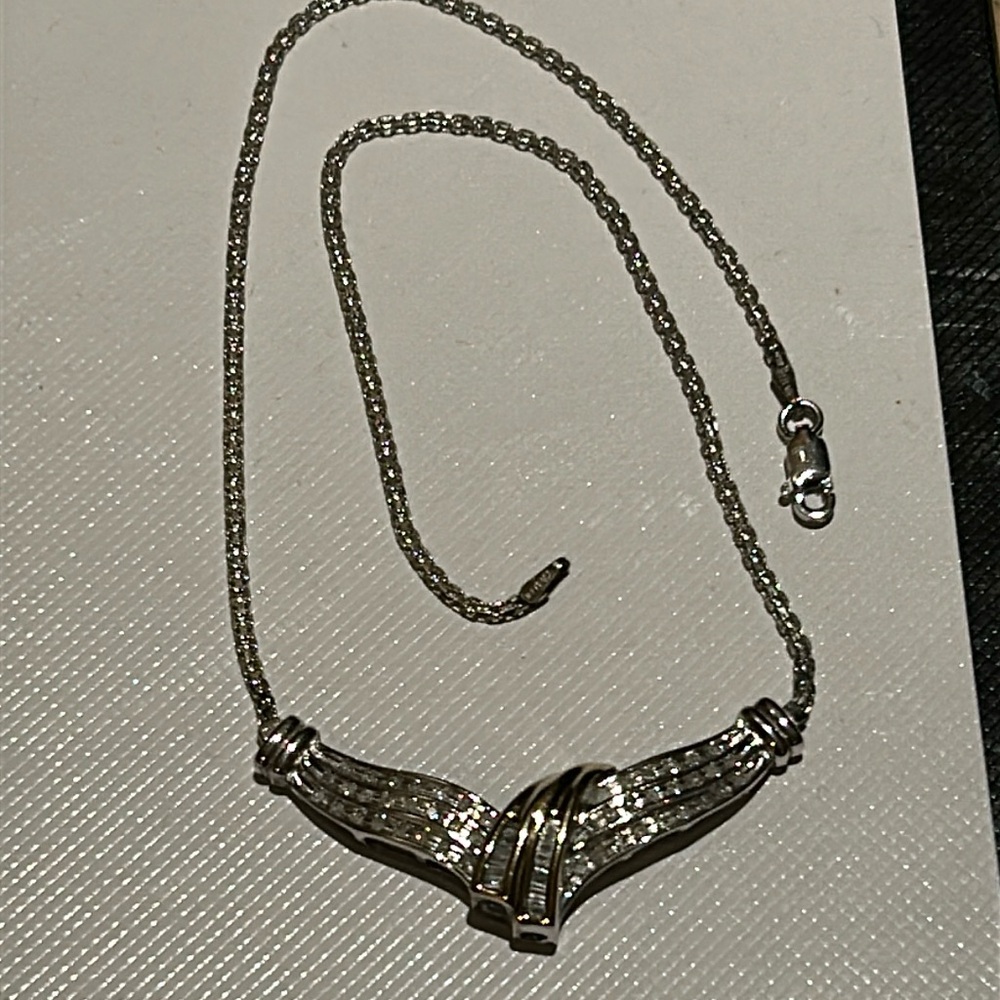 Ladies silver/14k and diamond necklace from macys